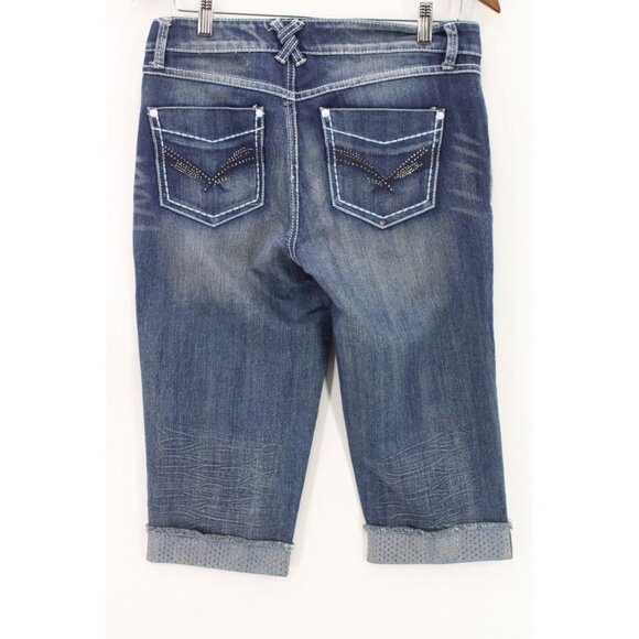 INC Denim Cropped Jeans Womens Blue Medium Washed Thick Stitching Cotton Size 8 - Picture 6 of 8